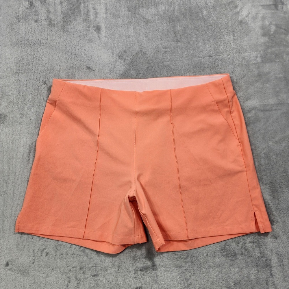 Adidas Shorts Womens XL Coral Fusion Pintuck 5" Chino Twill Pull On Golf Stretch